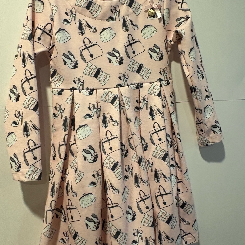 Chic Light Pink Kids Dress with Fashion Print